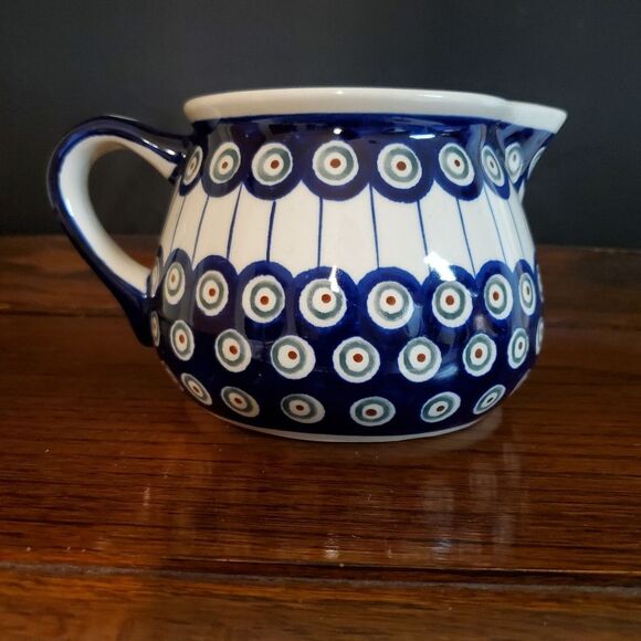 Boleslawiec Polish Hand Made Blue White Creamer Pitcher - Picture 1 of 7